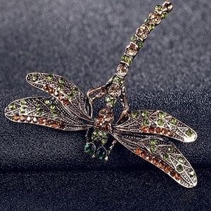Vintage inspired Dragonfly Crystal Pin/ Brooch